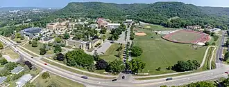 Birds eye view of the university campus