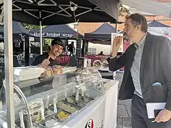 Tasting ice cream at St James's Piccadilly ice cream stall at food market