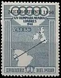 Peru, 1957 re-use of 1948 London Olympic stamps to commemorate Melbourne 1956
