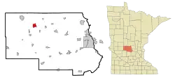 Location of Melrose within Stearns County, Minnesota
