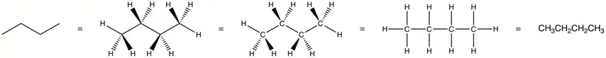 Structural representations of butane