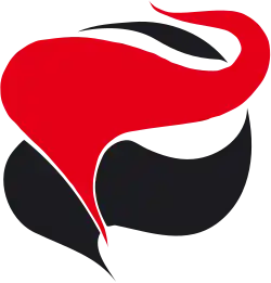 The logo of the SAC, depicting a red flag and a black flag