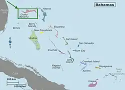 Symphyotrichum lucayanum distribution map: Grand Bahama.