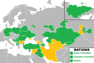 A coloured map of the countries of Europe