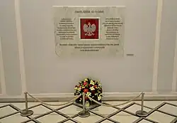 Plaque remembering those who died in the 2010 Polish Air Force catastrophe