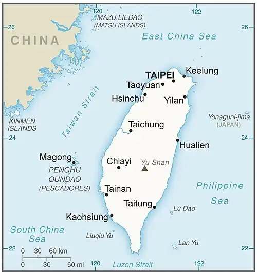 Political map of Taiwan