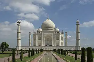 Taj Mahal (Agra, India), an iconic example of Mughal architecture, 1632-1648[97]