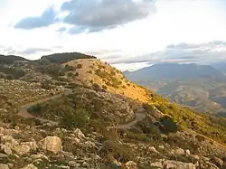 The mountain road to Tempa del Prato mountain, above Ottati
