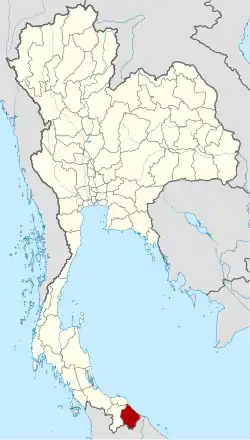 Map of Thailand highlighting Narathiwat province