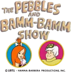 A green title card displaying the name of the television series in a yellow-brown font and two face cutouts of a red haired girl and a white haired guy.