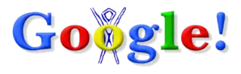 Google logo with Burning Man symbol behind the second O
