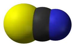Space-filling model of the thiocyanate anion