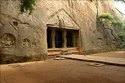 Umai Andar cave at the southern foot of the rock