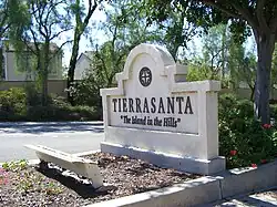The Tierrasanta sign located on Santo Road