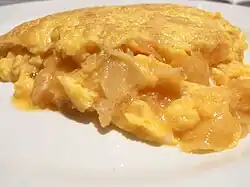 Tortilla de Betanzos, characterised by being softer or "runny"