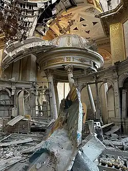 Interior of the cathedral after the missile attack