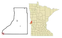 Location of Browns Valley within Traverse County, Minnesota