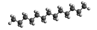 Ball-and-stick model of a normal tridecane molecule