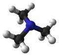 Ball and stick model of trimethylamine