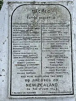 Wairau Affray plaque