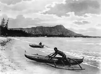 Image 50Polynesians with outrigger canoes at Waikiki Beach, Oahu Island, early 20th century (from Polynesia)