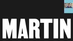 A screenshot of a talk by Tré Seals titled "Becoming Vocal" at Typographics 2020 virtual conference, with a slide showing the word "Martin" typeset in the typeface VTC Martin, and a small inset video of Tré Seals