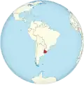 Localisation de l'Uruguay sur une carte d'Amérique du Sud