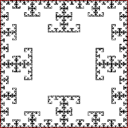A point inside a square repeatedly jumps half of the distance towards a randomly chosen vertex, but the currently chosen vertex cannot be 2 places away from the previously chosen vertex.