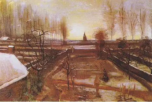 The Rectory Garden in Nuenen in the Snow, January 1885, Armand Hammer Museum of Art, Los Angeles (F67)