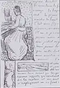 Marguerite Gachet on the Piano, letter sketch, Auvers, June 1890, Van Gogh Museum, Amsterdam (JH 2049)