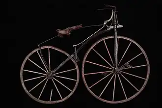 The Michaux velocipede had a straight downtube and a spoon brake.