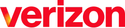 The text "verizon" in red with yellow marking on the letter "v"