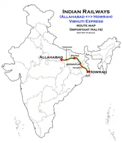 Vibhuti Express (Allahabad–Howrah) route map