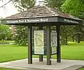 An informational kiosk on the parkway