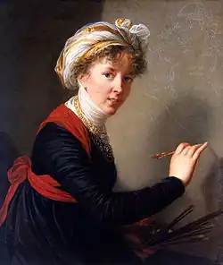 Self-portrait of herself submitted for her admission to the Saint Petersburg Academy of Arts Now in the Hermitage Museum. Along with the other Uffizi portrait, these are the only surviving self-portraits by the artist showing her in the act of painting.