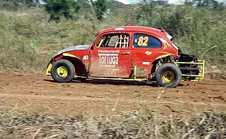 Baja Bug racing at a closed dirt circuit in southern Brazil.