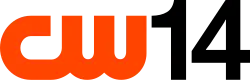 In a red orange, the logo for The CW sits next to a black "14" of the same size.