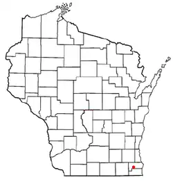 Location of the Town of Dover, Racine County, Wisconsin