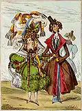 "Waist and Extravagance," c. 1830 fashion satire.