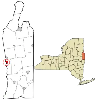 Location in Washington County and the state of New York.