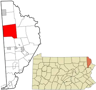 Location in Wayne County and the state of Pennsylvania.