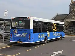 Bakers Dolphin MCV Evolution bodied MAN 14.240 rear at Weston-super-Mare station in August 2012