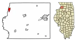 Location of Fulton in Whiteside County, Illinois.
