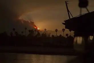 Smoke cloud seen from Stearns Wharf in Santa Barbara, July 14, 2017.