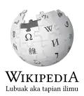 Wikipedia logo displaying the name "Wikipedia" and its slogan: "The Free Encyclopedia" below it, in Minangkabau
