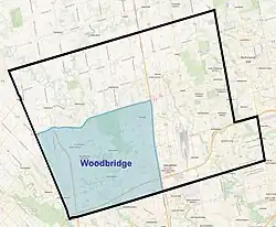 Woodbridge within Vaughan (boundaries approximate)