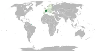 Location of France (dark green) in the European Union (green)