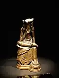 Semi-seated Bodhisattva Maitreya, Silla, early 7th century. Gilt bronze, h. 17.1 cm. National Museum of Korea.