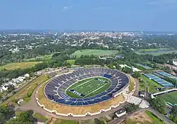 Aerial view, looking at the New Haven skyline
