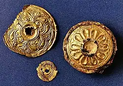 Gold disc fibulae from the Sonnenbühl prince's burial mound (La Tène period)
